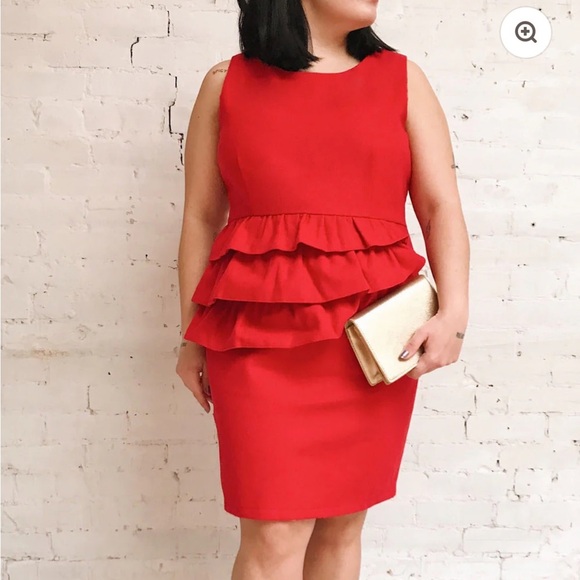 Pink Martini Red Ruffled Peplum Mini Dress size medium - Picture 1 of 9